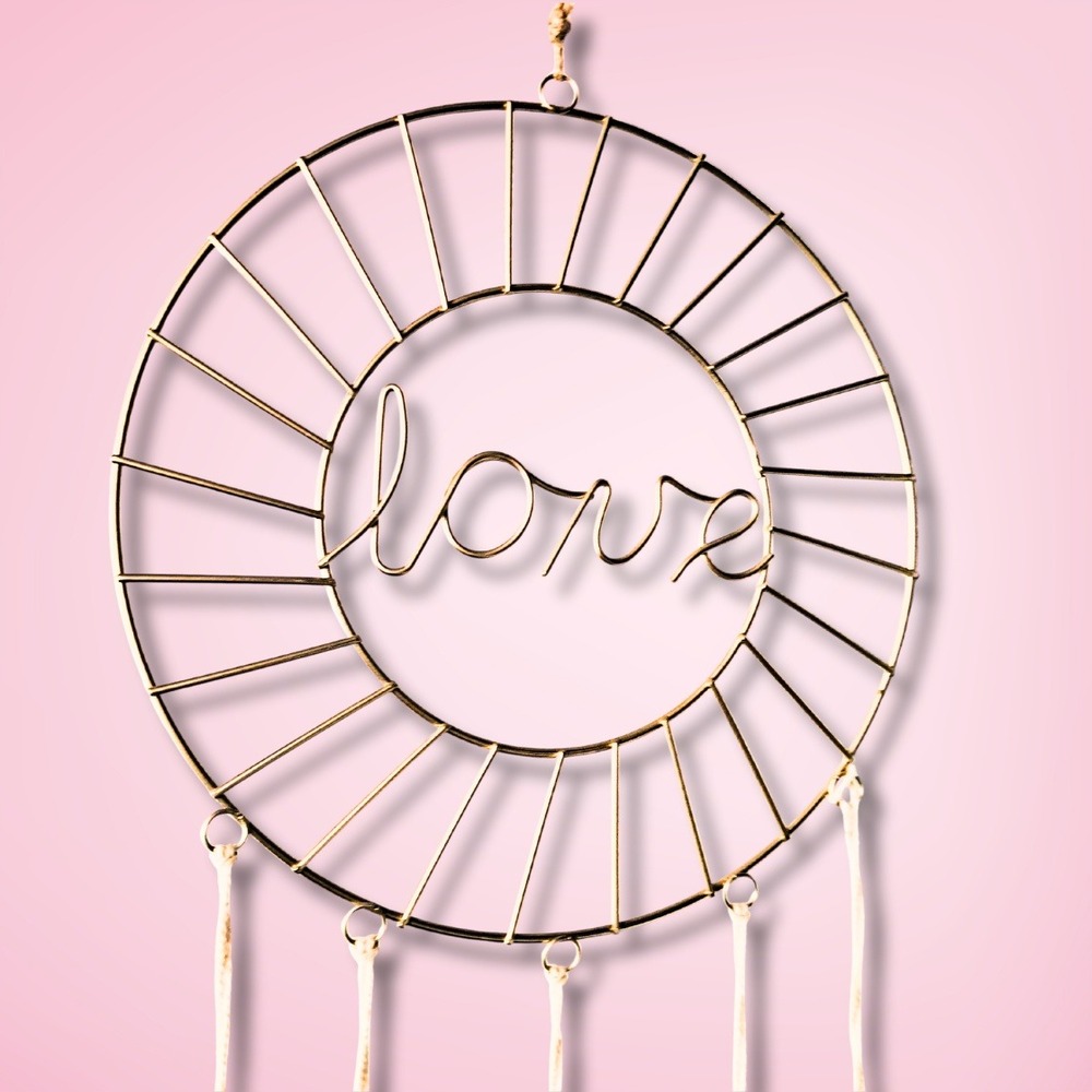 Love Wall Decor Gold Metal Hoop Dream Catcher Wood Beads Boho Tassels‎ - Picture 2 of 12